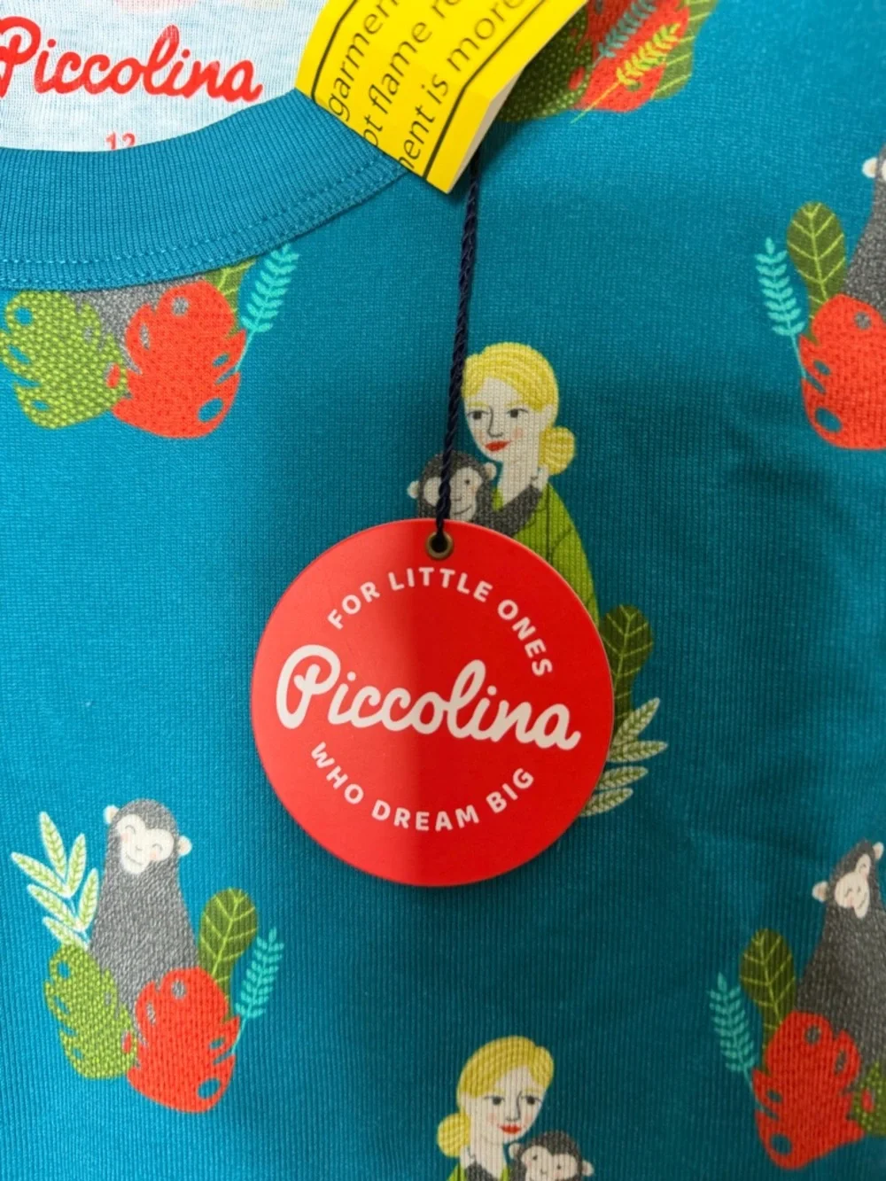 NEW Piccolina Jane Goodall Long John’s Pajamas Long Sleeve Pants size 12 *344